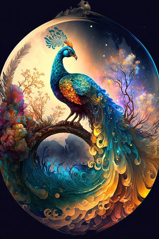 Proud Peacocks 15 Black Ornate Wood Framed Art Print with Double Matting by Heere, Ray