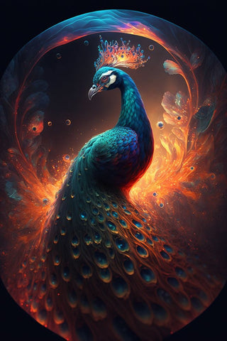 Proud Peacocks 17 White Modern Wood Framed Art Print with Double Matting by Heere, Ray