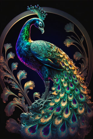 Proud Peacocks 22 Black Modern Wood Framed Art Print by Heere, Ray