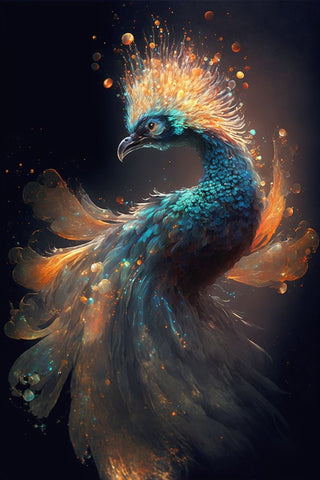 Proud Peacocks 24 Black Ornate Wood Framed Art Print with Double Matting by Heere, Ray