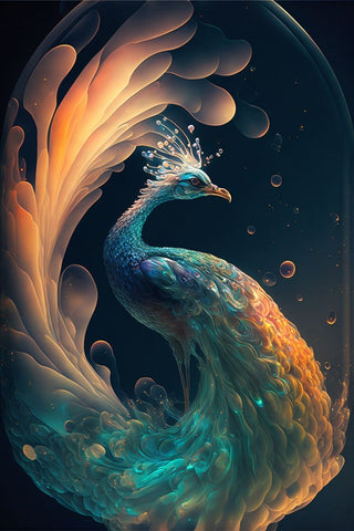 Proud Peacocks 25 Black Ornate Wood Framed Art Print with Double Matting by Heere, Ray