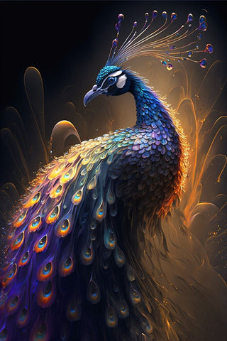 Proud Peacocks 28 White Modern Wood Framed Art Print with Double Matting by Heere, Ray