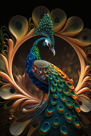 Proud Peacocks 31 Black Ornate Wood Framed Art Print with Double Matting by Heere, Ray