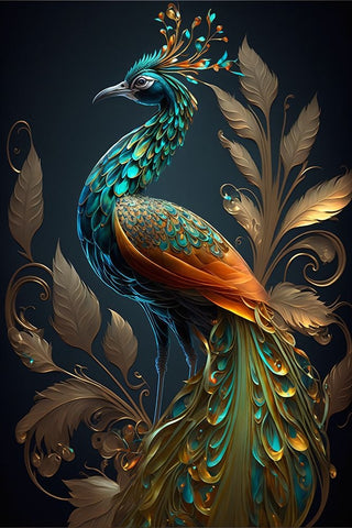 Proud Peacocks 32 Black Ornate Wood Framed Art Print with Double Matting by Heere, Ray