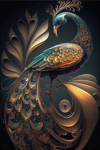 Proud Peacocks 33 White Modern Wood Framed Art Print with Double Matting by Heere, Ray
