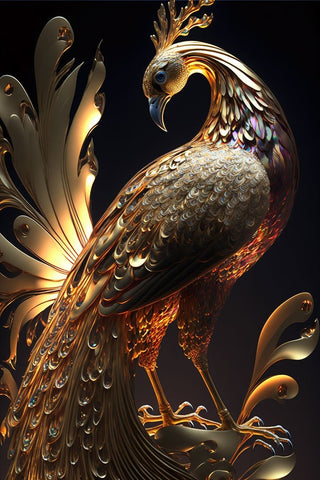 Proud Peacocks 34 White Modern Wood Framed Art Print with Double Matting by Heere, Ray
