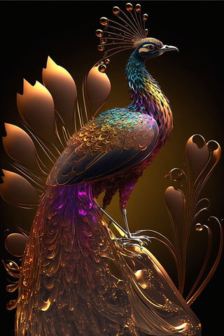 Proud Peacocks 35 Black Modern Wood Framed Art Print by Heere, Ray