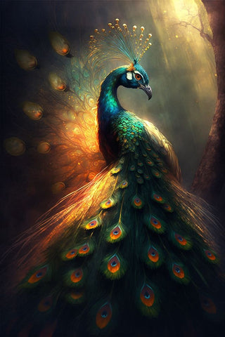 Proud Peacocks 37 Black Ornate Wood Framed Art Print with Double Matting by Heere, Ray