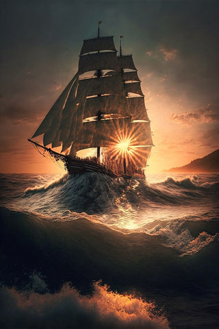 The Flying Dutchman 21 Black Ornate Wood Framed Art Print with Double Matting by Heere, Ray