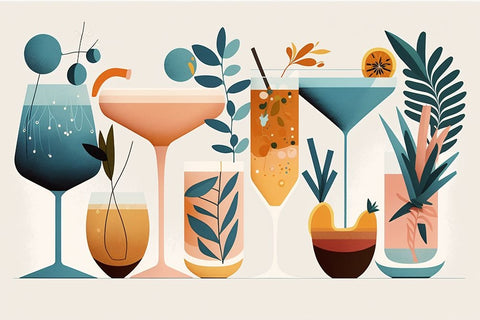 Mid Century Cocktails And Drinks 1 Black Modern Wood Framed Art Print by Heere, Ray