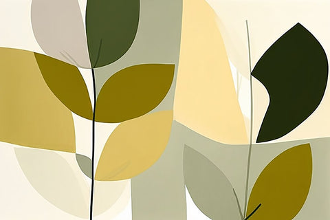 Mid Century Nature Green 9 White Modern Wood Framed Art Print with Double Matting by Heere, Ray