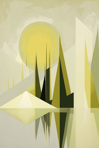 Mid Century Nature Green 16 White Modern Wood Framed Art Print with Double Matting by Heere, Ray