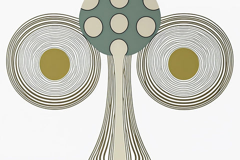 Mid Century Tree Of Life 2 White Modern Wood Framed Art Print with Double Matting by Heere, Ray
