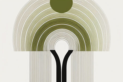 Mid Century Tree Of Life 6 White Modern Wood Framed Art Print with Double Matting by Heere, Ray