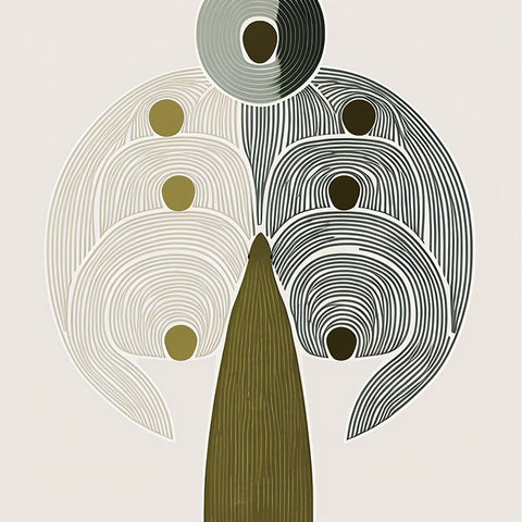Mid Century Tree Of Life 13 Black Modern Wood Framed Art Print by Heere, Ray