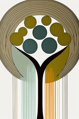 Mid Century Tree Of Life 16 Black Ornate Wood Framed Art Print with Double Matting by Heere, Ray