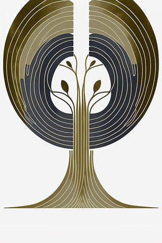 Mid Century Tree Of Life 17 Black Ornate Wood Framed Art Print with Double Matting by Heere, Ray