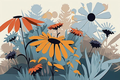 Mid Century Wildflowers 11 Black Ornate Wood Framed Art Print with Double Matting by Heere, Ray