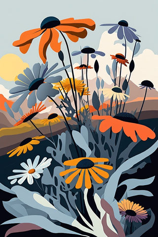 Mid Century Wildflowers 14 Black Modern Wood Framed Art Print by Heere, Ray