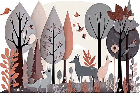 Mid Century Woodland 5 Black Modern Wood Framed Art Print by Heere, Ray