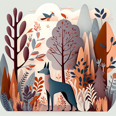 Mid Century Woodland 13 White Modern Wood Framed Art Print with Double Matting by Heere, Ray