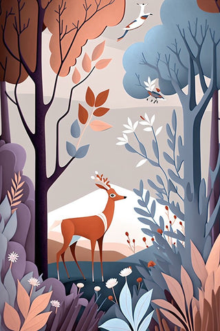 Mid Century Woodland 19 Black Modern Wood Framed Art Print by Heere, Ray