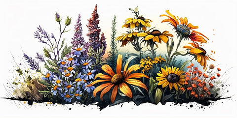 Watercolor Wildflowers 26 Black Modern Wood Framed Art Print by Heere, Ray