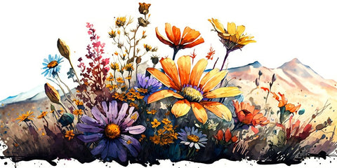 Watercolor Wildflowers 29 Black Modern Wood Framed Art Print by Heere, Ray