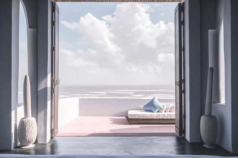 Architectural Photography Balconies 5 White Modern Wood Framed Art Print with Double Matting by Heere, Ray