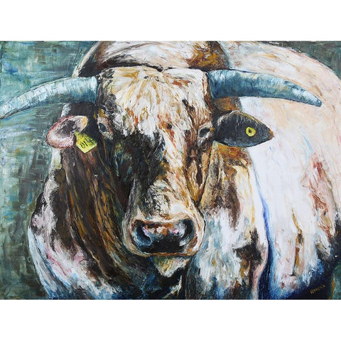 Big Bull White Modern Wood Framed Art Print by Gould, Renee