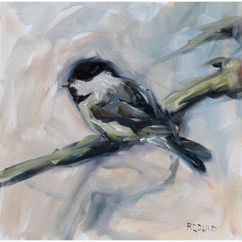 Chickadee 2 Black Modern Wood Framed Art Print by Gould, Renee