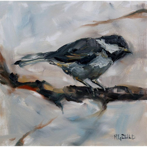 Chickadee 3 White Modern Wood Framed Art Print by Gould, Renee
