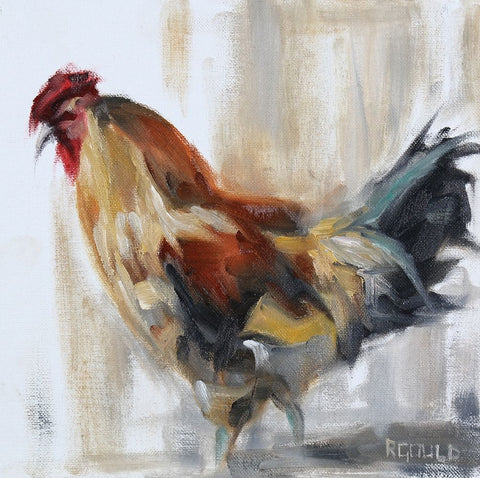 Chicken 2 White Modern Wood Framed Art Print with Double Matting by Gould, Renee