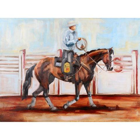 Cowboy Catcher Gold Ornate Wood Framed Art Print with Double Matting by Gould, Renee