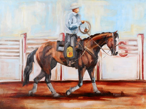 Cowboy Catcher Black Ornate Wood Framed Art Print with Double Matting by Gould, Renee