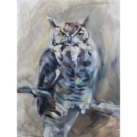 Great Horned Owl Black Modern Wood Framed Art Print by Gould, Renee