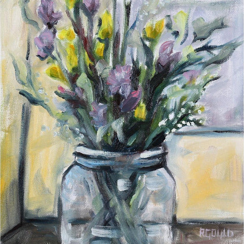 Pickin Wildflowers Black Modern Wood Framed Art Print by Gould, Renee
