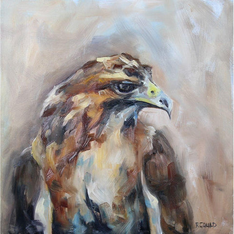 Red Tail Hawk Gold Ornate Wood Framed Art Print with Double Matting by Gould, Renee