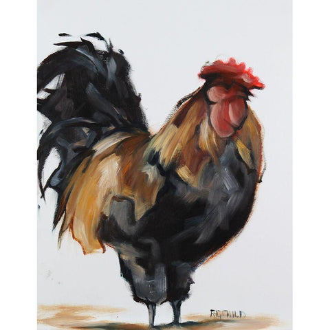 Rooster 1 Gold Ornate Wood Framed Art Print with Double Matting by Gould, Renee