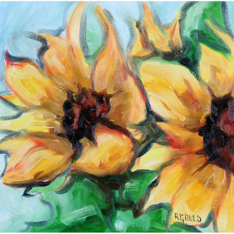 Sunflowers 4 Black Modern Wood Framed Art Print with Double Matting by Gould, Renee