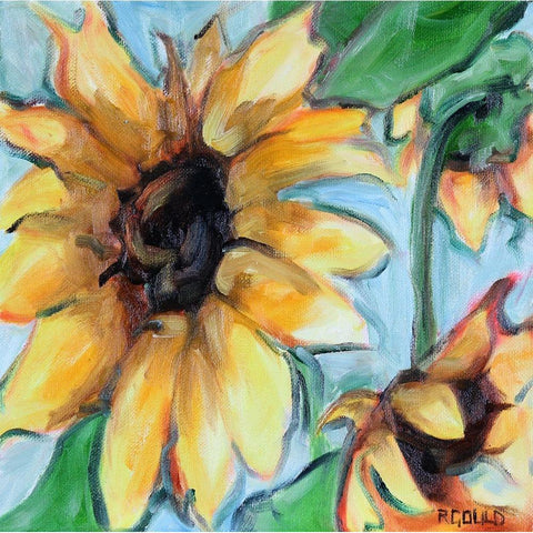 Sunflowers 6 Black Modern Wood Framed Art Print by Gould, Renee