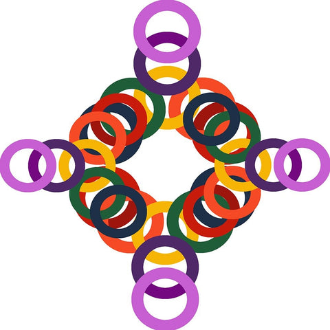 Rainbow Circles-13 White Modern Wood Framed Art Print with Double Matting by Homawoo, Richard