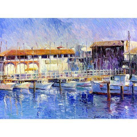 Fishermans Wharf Black Modern Wood Framed Art Print by Wallich, Richard