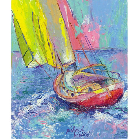 Sailboat White Modern Wood Framed Art Print by Wallich, Richard