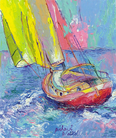 Sailboat Black Ornate Wood Framed Art Print with Double Matting by Wallich, Richard