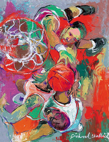 Basketball White Modern Wood Framed Art Print with Double Matting by Wallich, Richard