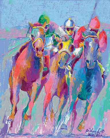 Horse Race 2 White Modern Wood Framed Art Print with Double Matting by Wallich, Richard