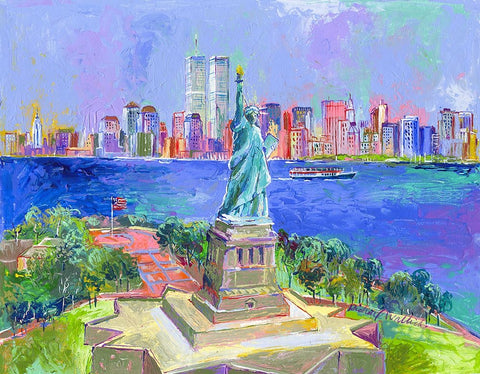 Statue Of Liberty Black Ornate Wood Framed Art Print with Double Matting by Wallich, Richard