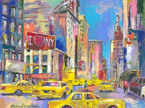 New York Taxi White Modern Wood Framed Art Print with Double Matting by Wallich, Richard