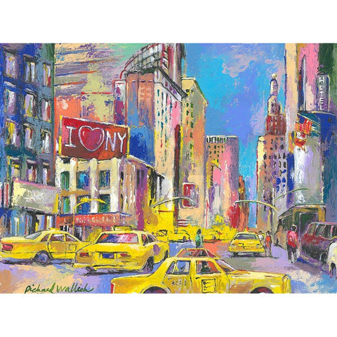New York Taxi Black Modern Wood Framed Art Print with Double Matting by Wallich, Richard